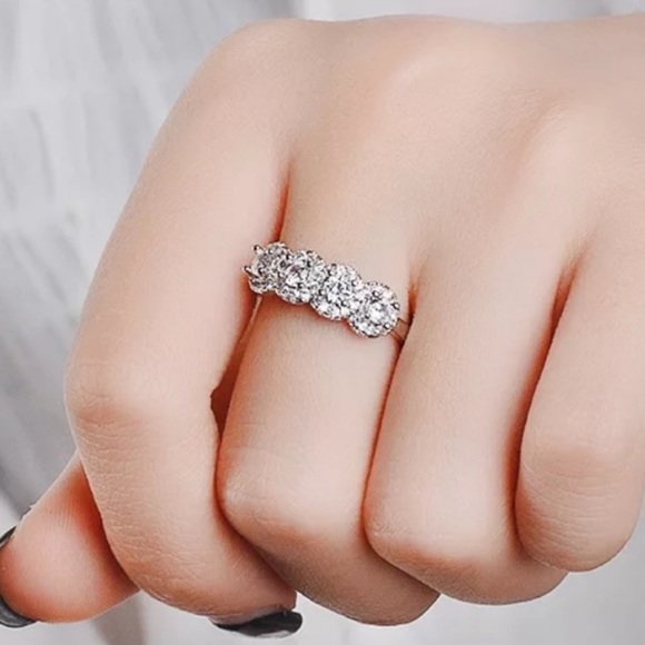 NEW 925 STERLING SILVER DIAMOND ETERNITY BAND RING - Picture 3 of 7